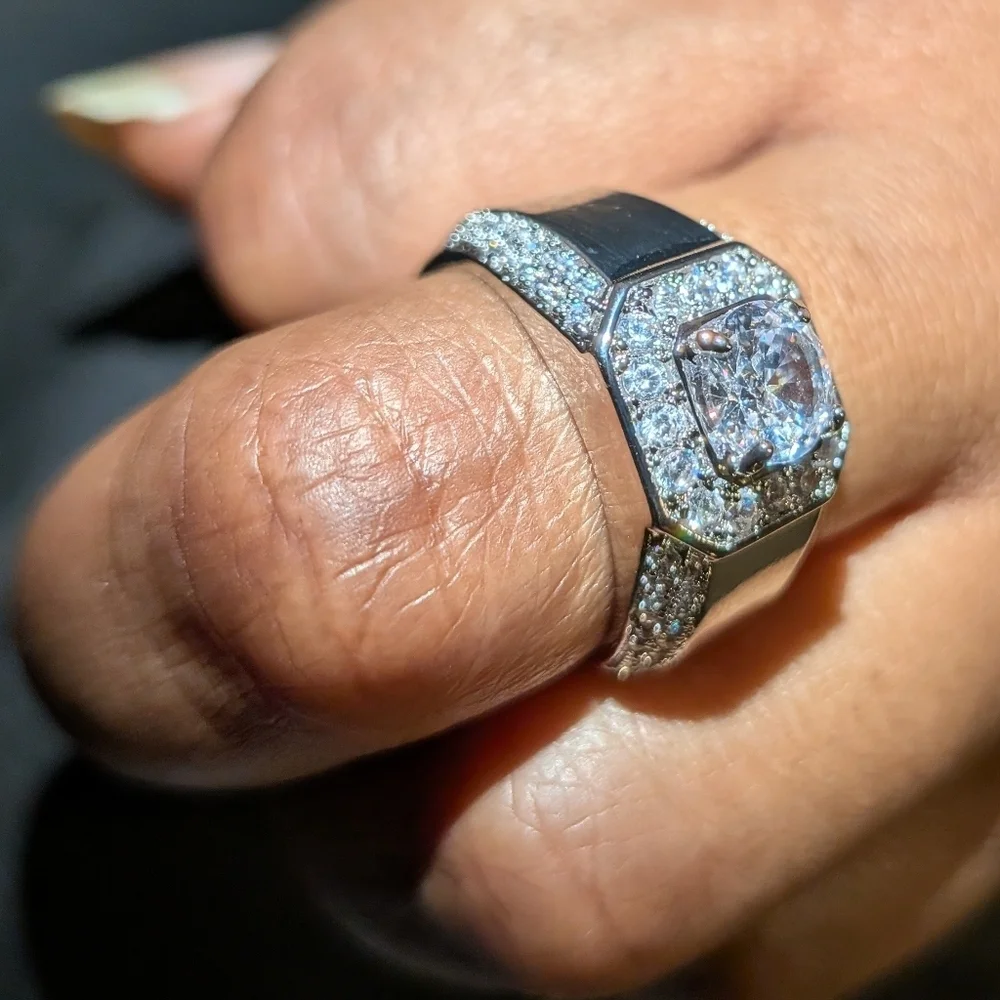 Elegant Diamond 925 Silver Ring For Men